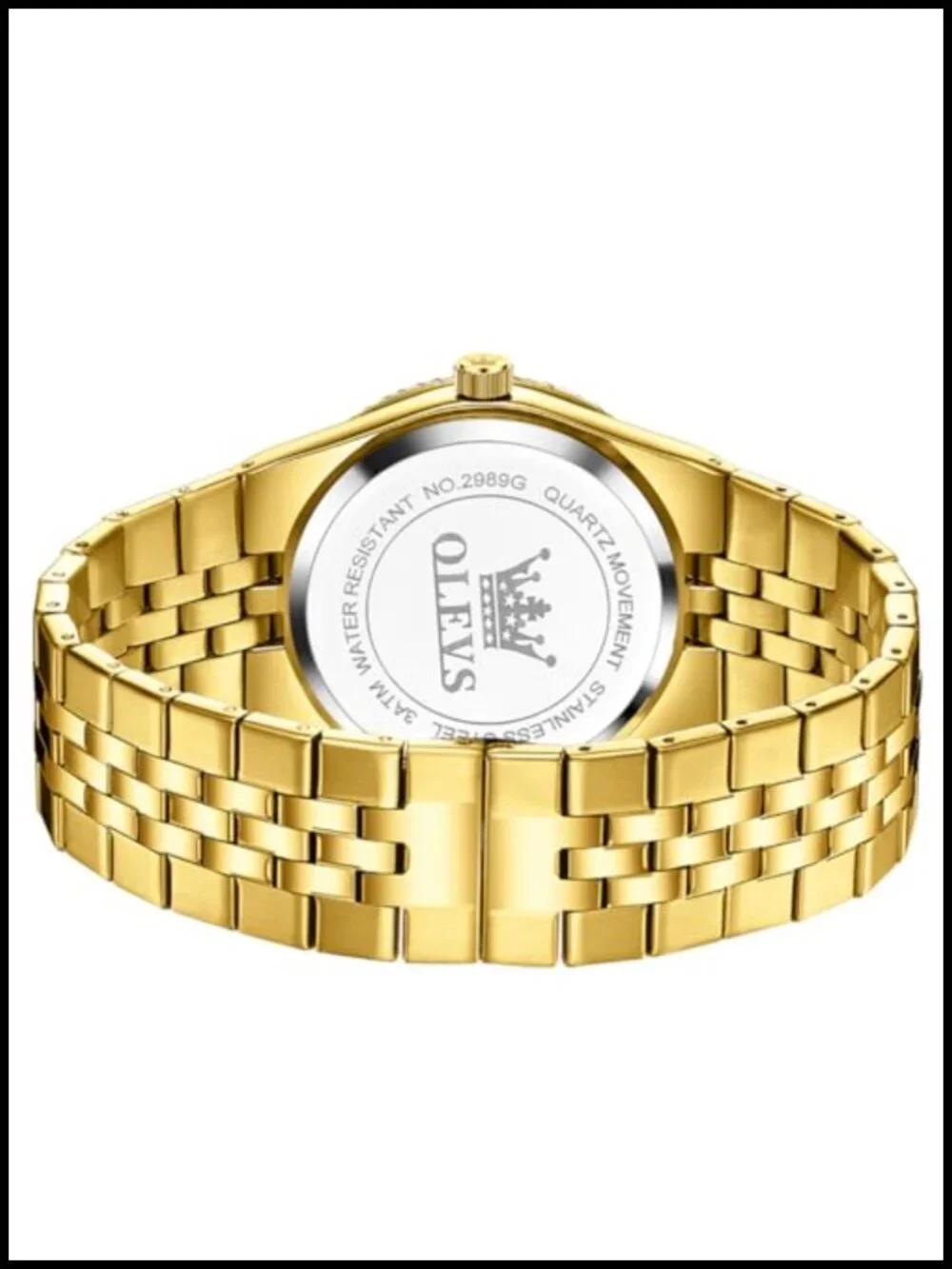 OLEVS Men's Diamond Analog Watch Stainless Steel Waterproof Luminous Date